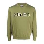 Logo Katoenen Trui voor Heren Kenzo , Green , Heren