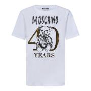 Witte Teddy Bear Print T-shirt Moschino , White , Dames