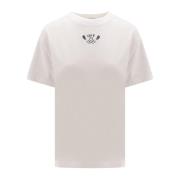 Witte Crew-neck T-shirt met Achterpijl Logo Off White , White , Dames