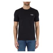 Stretch Katoenen T-shirt met Reliëf Logo Print Emporio Armani EA7 , Bl...