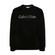 Zwart Verspreid Logo Sweatshirt Calvin Klein , Black , Heren