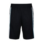 Blauwe Jersey Bermuda Shorts met Witte FF-strepen Fendi , Blue , Heren