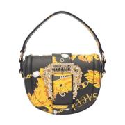 Zwarte Barok Print Handtas met Afneembare Schouderband Versace Jeans C...