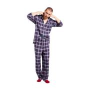 Geruite Flanellen Open Pyjamas Brooks Brothers , Blue , Heren