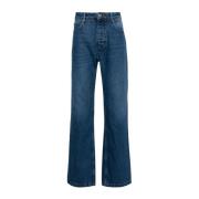 Blauwe Denim Jeans met Handtekening Motief Ami Paris , Blue , Heren