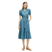 Blauwe katoenen jurk Brooks Brothers , Blue , Dames