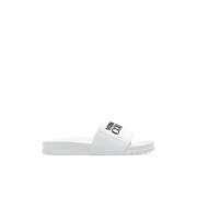 Slippers met logo Versace Jeans Couture , White , Dames