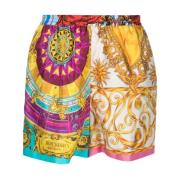 Multikleur Bedrukte Zijden Shorts Moschino , Multicolor , Dames