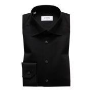 Moderne Zwarte Signature Twill Overhemd Eton , Black , Heren