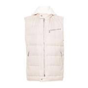 Linnen/Wollen/Zijden Gilet met Afneembare Capuchon Eleventy , Beige , ...