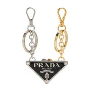 Zilveren Sleutelhouders met Emaille Logo Prada , Gray , Dames