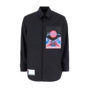 Logo Patch Shirt Valentino , Black , Heren