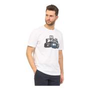 Wit T-shirt met Ronde Hals en Voorprint Hugo Boss , White , Heren