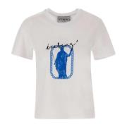 Dames Roma Print Katoenen T-Shirt Iceberg , White , Dames