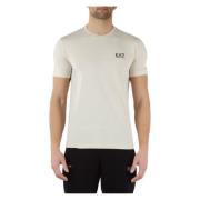 Stretch Katoenen T-shirt met Reliëf Logo Print Emporio Armani EA7 , Be...