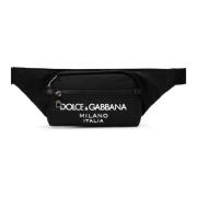 Zwarte heuptas met logo rits Dolce & Gabbana , Black , Heren