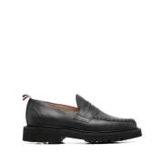 Zwarte Penny Loafers van Pebble Grain Leer Thom Browne , Black , Dames