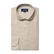 Bruin Slim Fit Overhemd van Eton Eton , Beige , Heren