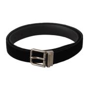 Gegraveerde Metalen Gesp Fluweel Riem Dolce & Gabbana , Black , Heren