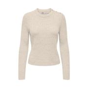 LS Cable O-Neck Gebreide Trui Only , Beige , Dames