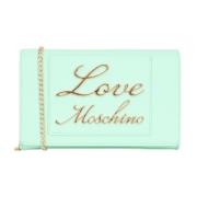 Mintgroene dames tas met gouden metalen letters Love Moschino , Green ...
