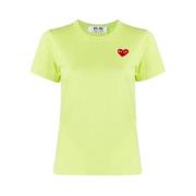 Rode Hart Logo Patch Tee Comme des Garçons Play , Green , Dames