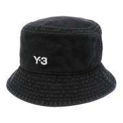 Zwarte Katoenen Bucket Hat Y-3 , Black , Dames