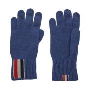 Donkerblauwe Gebreide Wol Handschoenen Thom Browne , Blue , Heren