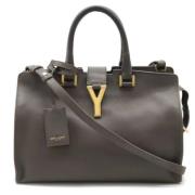 Pre-owned Leather handbags Yves Saint Laurent Vintage , Gray , Dames