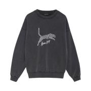 Leopard Print Sweatshirt Anine Bing , Black , Dames