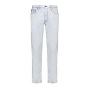 Blauwe Katoenen Jeans met Riemlussen Off White , Blue , Heren