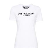 Witte Logo T-shirt Just Cavalli , White , Dames