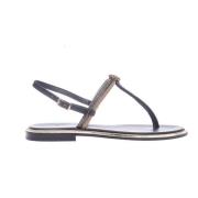 Zwarte en gouden Rhinestone Flip Flops Paola Fiorenza , Black , Dames