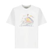 Witte Katoenen Heren T-shirt met Logo Print Casablanca , White , Heren