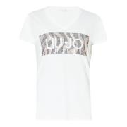 T-shirt met print en strass Liu Jo , White , Dames