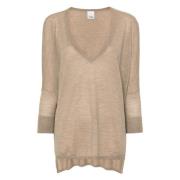 V-Sweater in Klassieke Stijl Allude , Brown , Dames