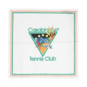 Tennis Club Icon Logo Zijden Sjaal Casablanca , White , Dames