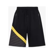 Luxe Zwart Diagonaal Patroon Shorts Fendi , Black , Heren