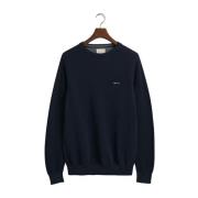 Katoenen Piqué Crewneck Sweater Gant , Blue , Heren