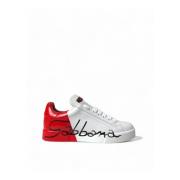 Rode Veterschoenen met Lage Top Dolce & Gabbana , White , Dames