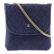 Pre-owned Cotton clutches Chanel Vintage , Blue , Dames