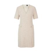 Tweed Jurk - Destena2 Hugo Boss , Beige , Dames