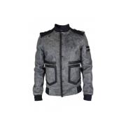 Verouderde grijze leren jas met zwarte details Philipp Plein , Gray , ...