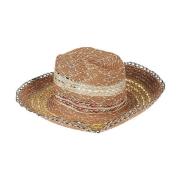 Bruine Raffia Fedora Hoed Exquisite J , Brown , Dames