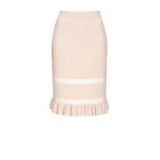 Geribde Midi Rok met Transparante Streep Pinko , Beige , Dames