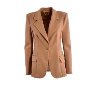 Roze Stoffen Blazer met Gouden Metalen Knoop Elisabetta Franchi , Pink...