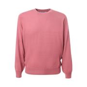 Katoenen Crew-neck Sweater met Ruffle Brunello Cucinelli , Pink , Here...
