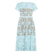 Kanten midi-jurk met nude-tone onderjurk Self Portrait , Blue , Dames