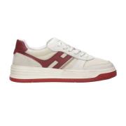 Leren Sneakers met Gehamerd Effect Hogan , Red , Heren