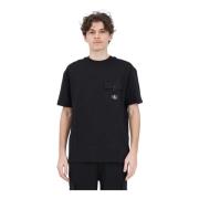 Zwart T-shirt met gestructureerd motief en logozakje Calvin Klein Jean...